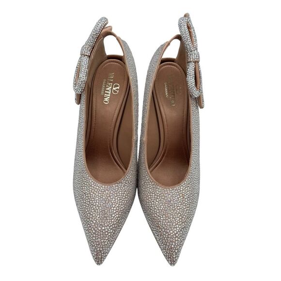 Valentino Nite Out Satin Embellished Pumps with Crystal Bows Size 8.5 - Picture 6 of 15
